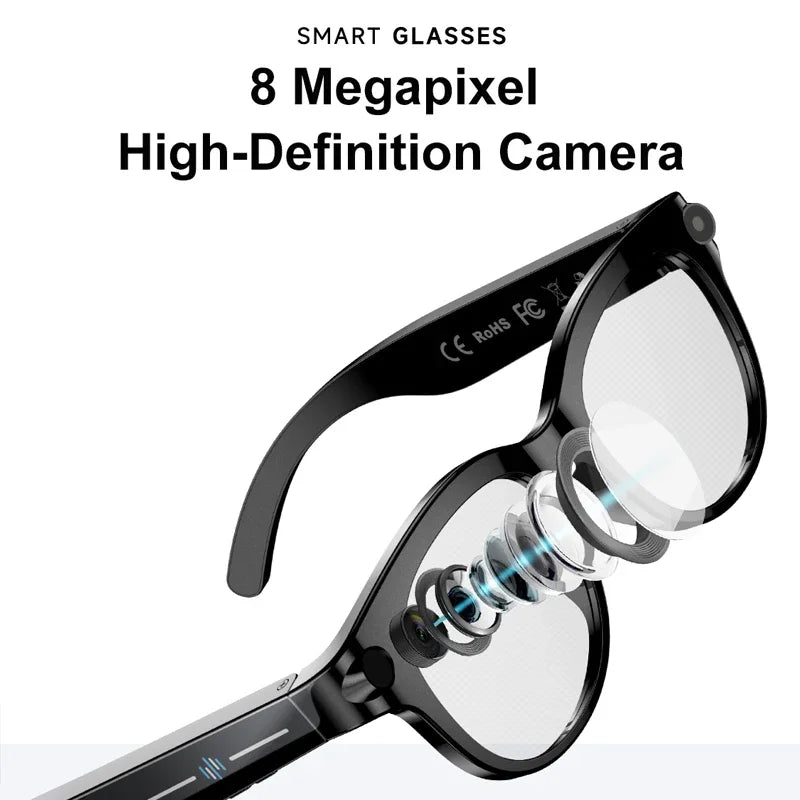 Lenovo New 2026 8K Translation AI Smart Glasses Bluetooth Calling Music Player Camera Control Anti Blue Light Sunglasses