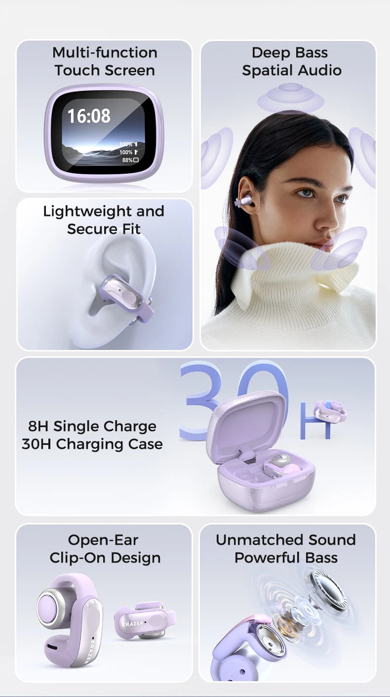 ERAZER XF28 Bluetooth V6.0 Translation Earphones Open-ear True Wireless EarbudsOffice Travel,ASMR Headset APP