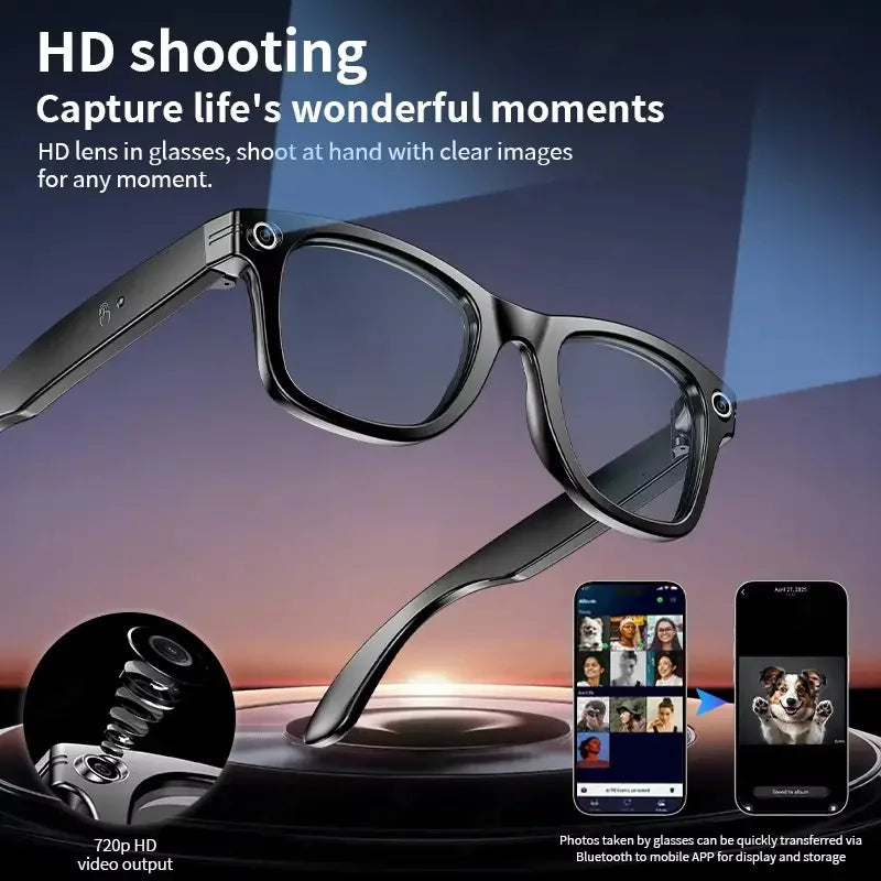 2025 smart glasses bluetooth camera Recording Videos AI Photo Recognition Answer 100+ Languages Translation Music Play Men Women
