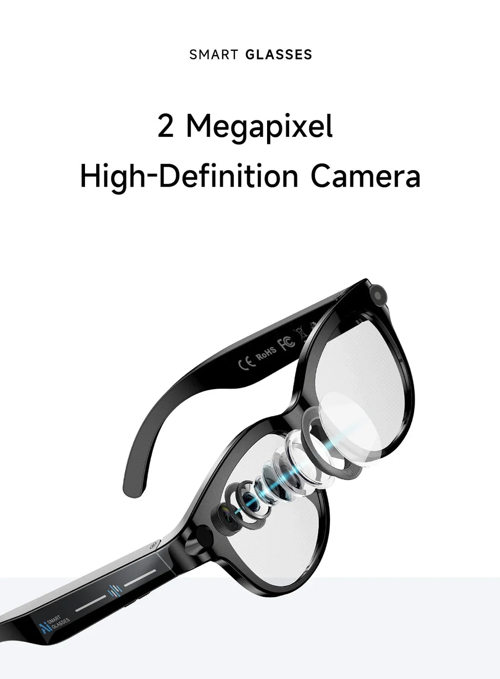 Lenovo New 2026 8K Translation AI Smart Glasses Bluetooth Calling Music Player Camera Control Anti Blue Light Sunglasses