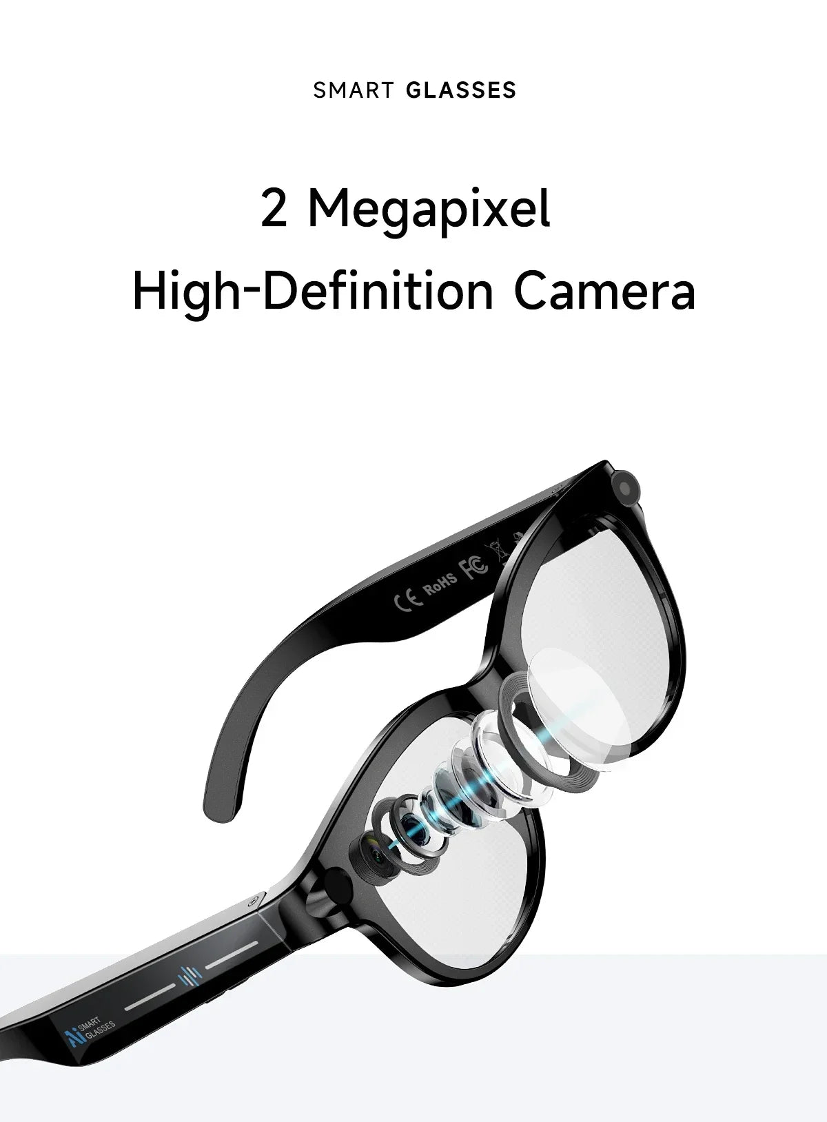 Lenovo New 2026 8K Translation AI Smart Glasses Bluetooth Calling Music Player Camera Control Anti Blue Light Sunglasses