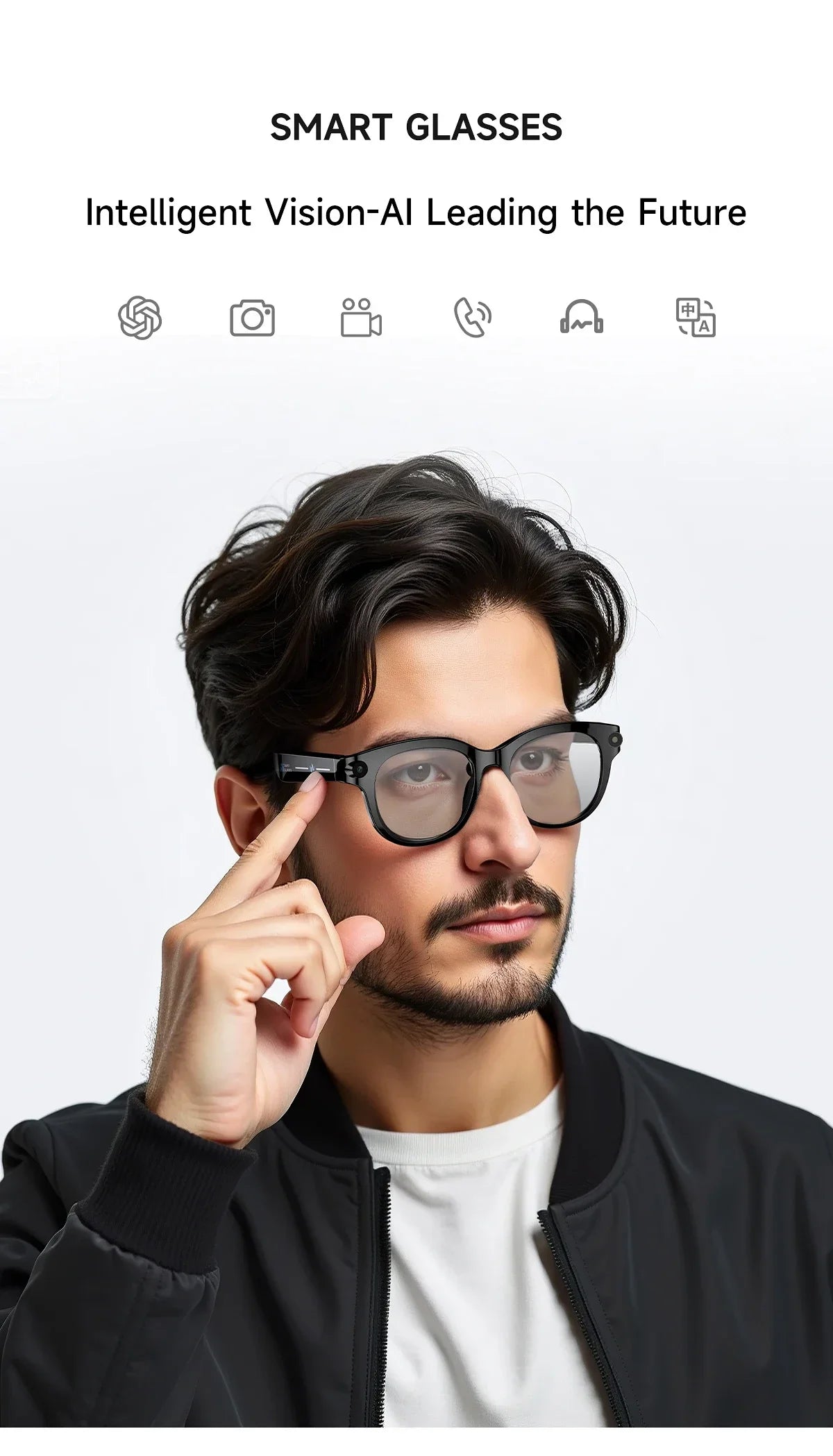 Lenovo New 2026 8K Translation AI Smart Glasses Bluetooth Calling Music Player Camera Control Anti Blue Light Sunglasses