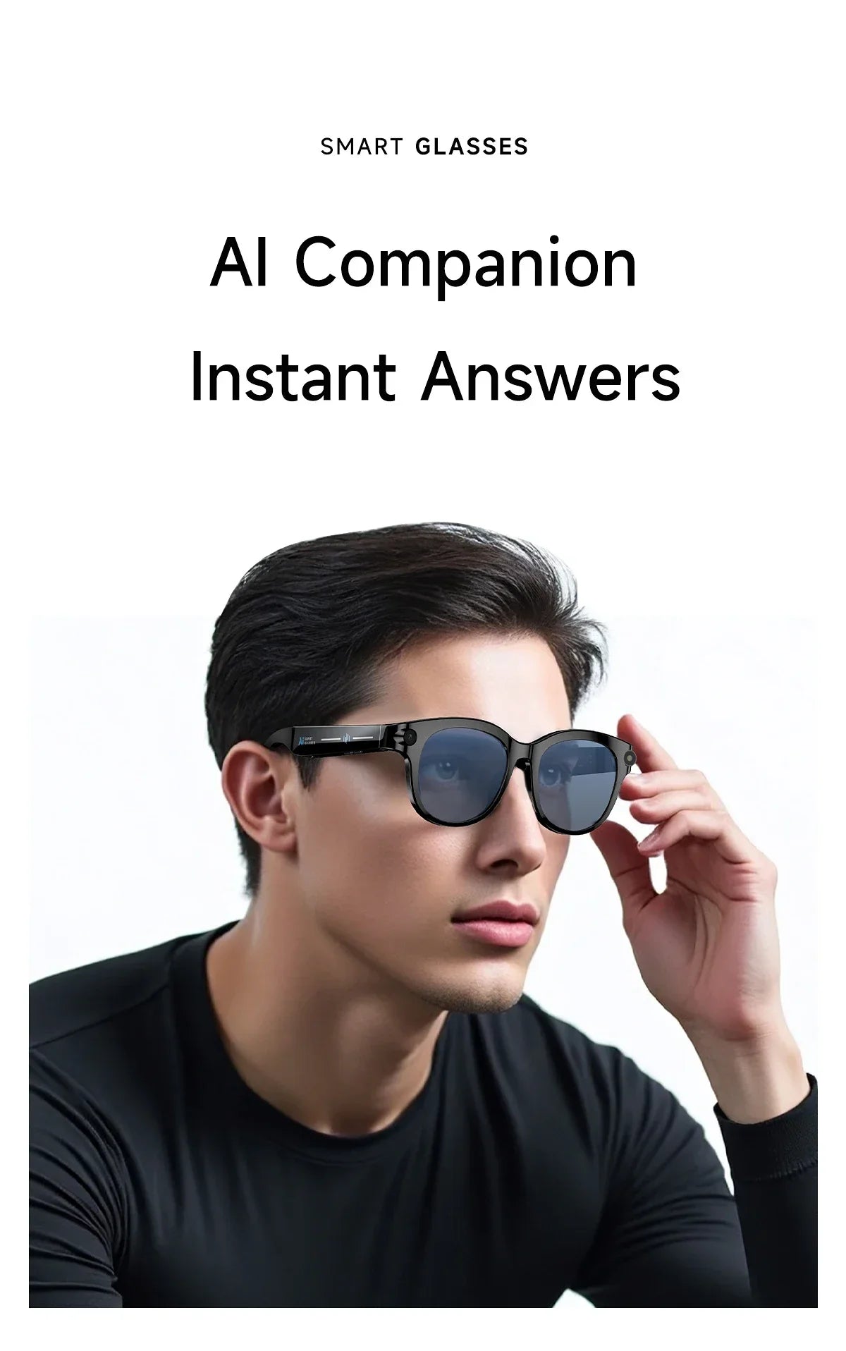 Lenovo New 2026 8K Translation AI Smart Glasses Bluetooth Calling Music Player Camera Control Anti Blue Light Sunglasses