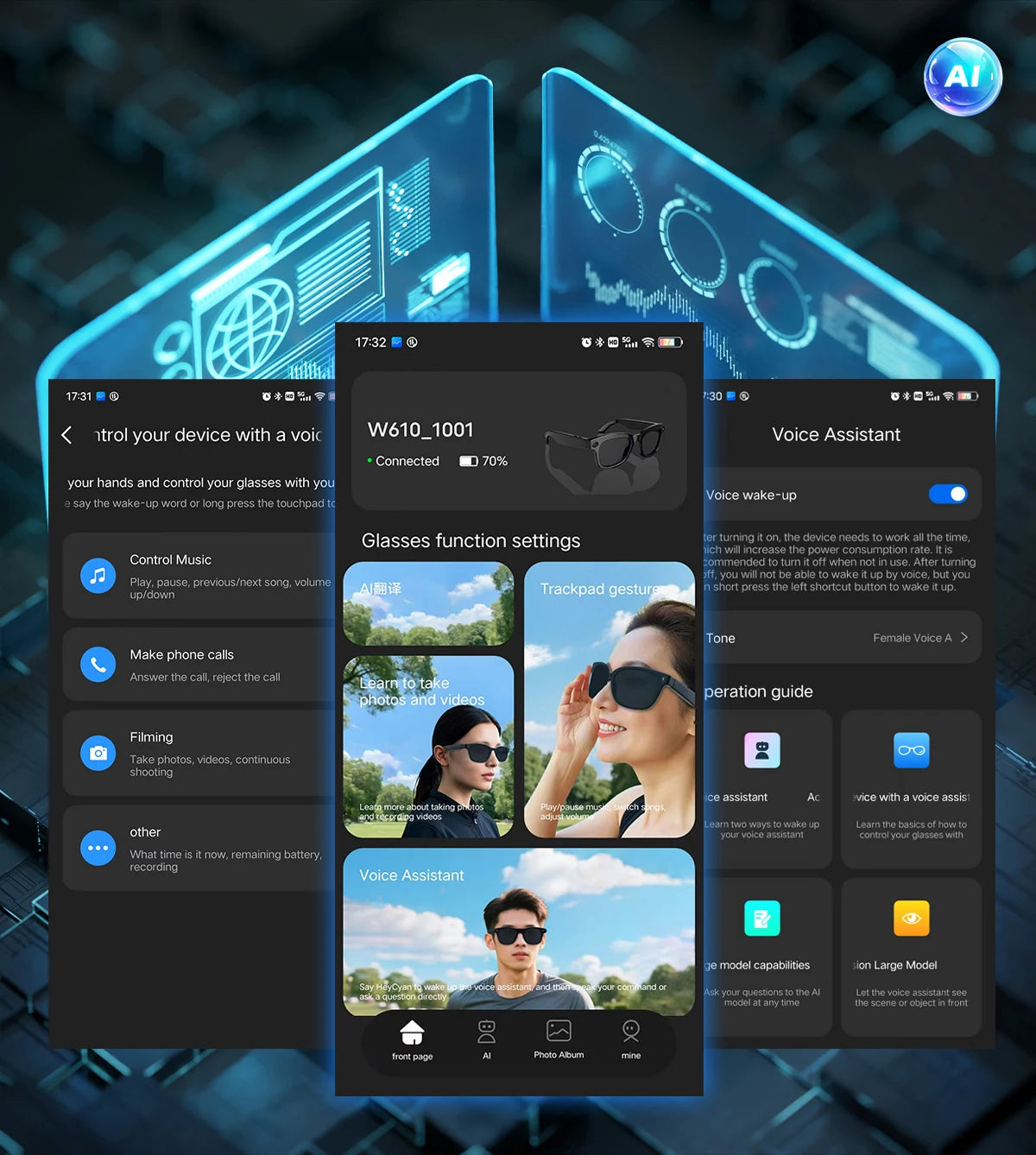 2025 smart glasses bluetooth camera Recording Videos AI Photo Recognition Answer 100+ Languages Translation Music Play Men Women