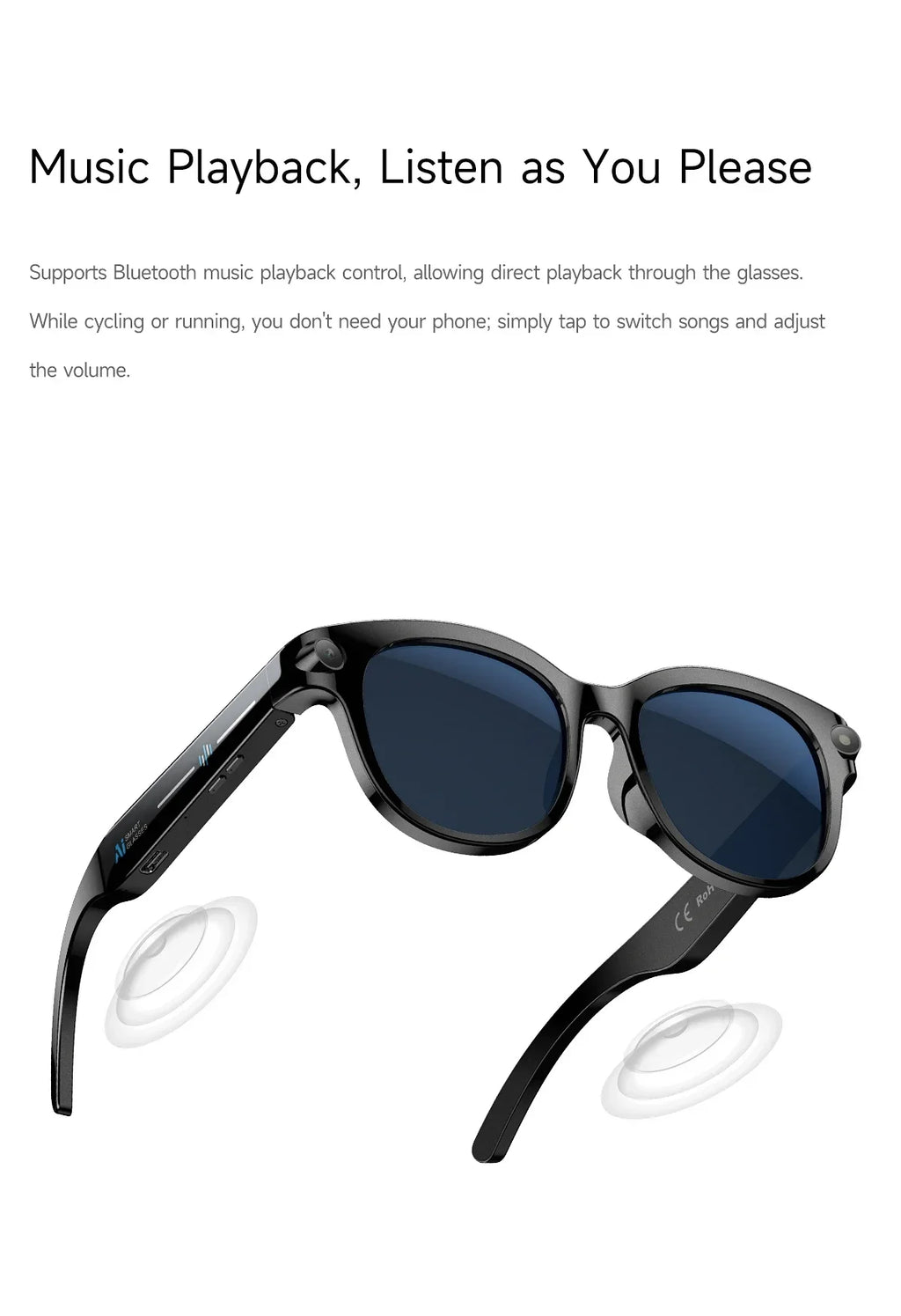 Lenovo New 2026 8K Translation AI Smart Glasses Bluetooth Calling Music Player Camera Control Anti Blue Light Sunglasses