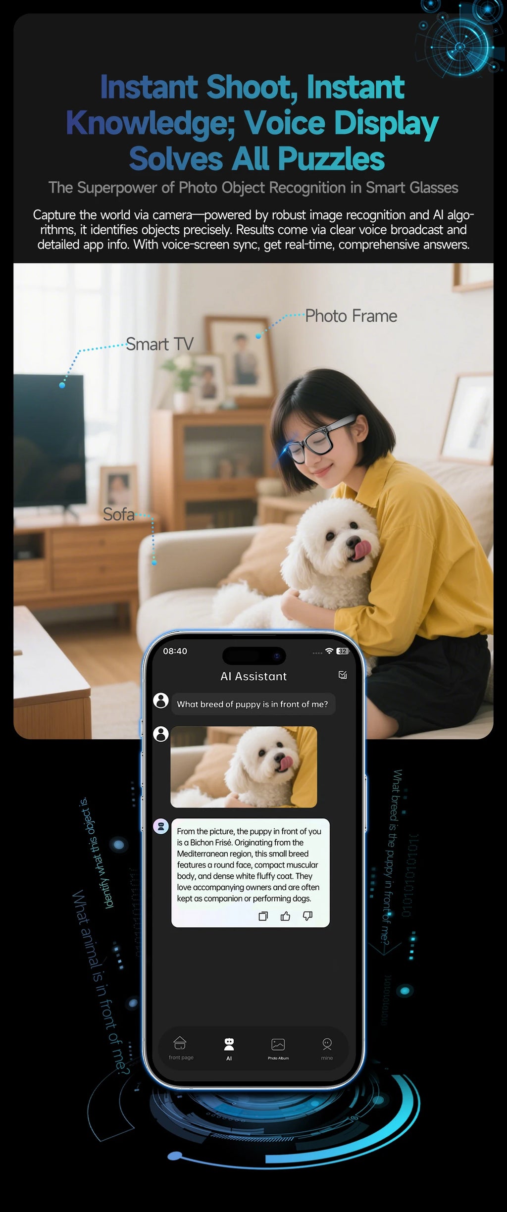 2025 smart glasses bluetooth camera Recording Videos AI Photo Recognition Answer 100+ Languages Translation Music Play Men Women