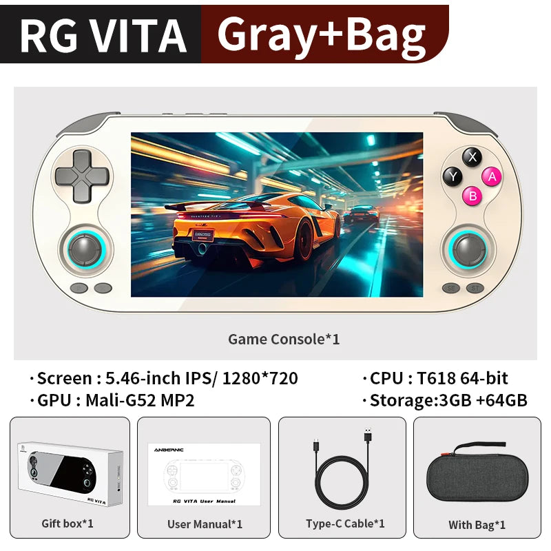 Anbernic RG VITA / RG VITA Pro Handheld Game Console IPS Touchscreen 5000mAh Video Gaming Player Supports AI Streaming RixelHK