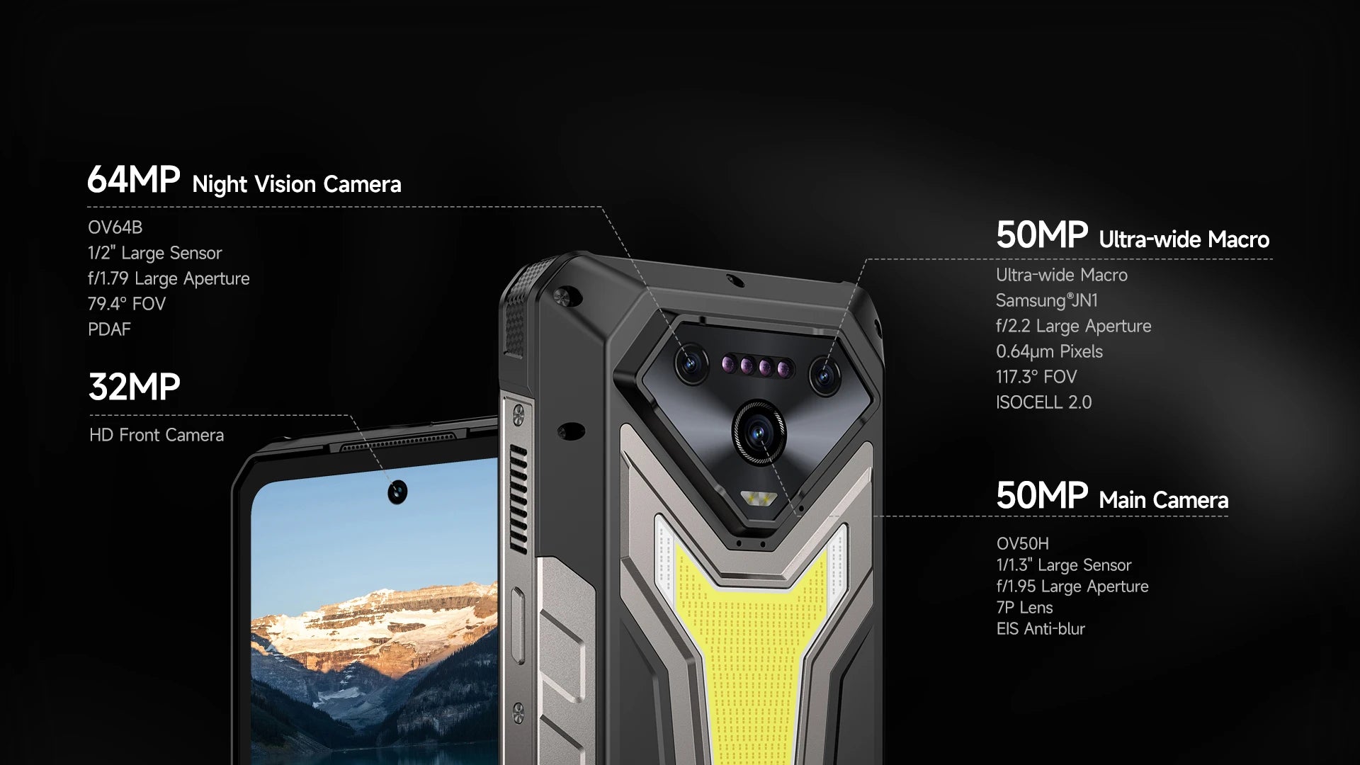 Ulefone Armor 34 Pro+ 5G Rugged Smartphone 16GB+512GB 25500mAh Built-in Projector 64MP Night Vision 6.95'' 120Hz NFC Android 15