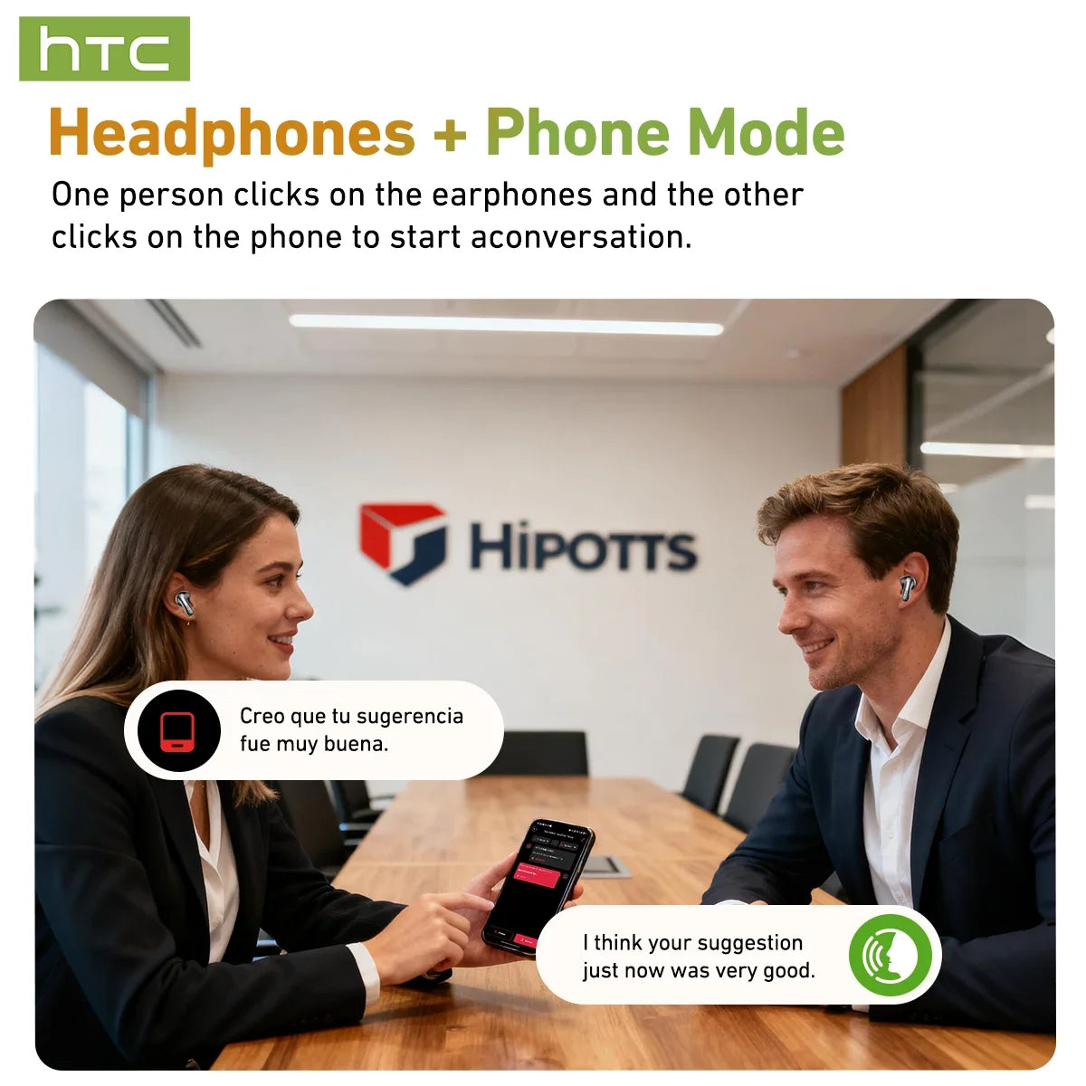 [HTC NE48]Side-Sliding Flip Bluetooth Earphones AI Translation Earbuds HD Touchscreen TWS in-Ear Wireless Headphones