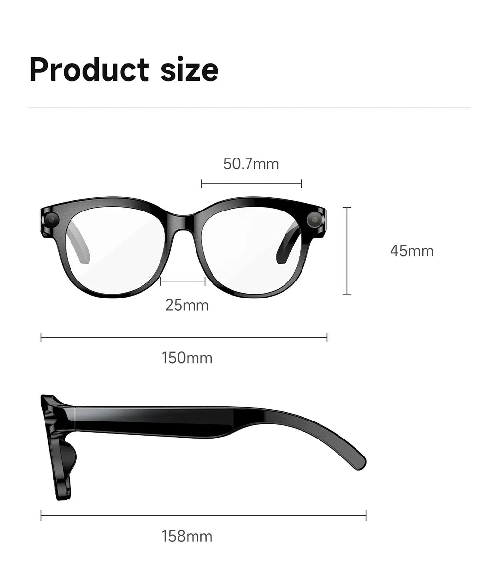 Lenovo New 2026 8K Translation AI Smart Glasses Bluetooth Calling Music Player Camera Control Anti Blue Light Sunglasses