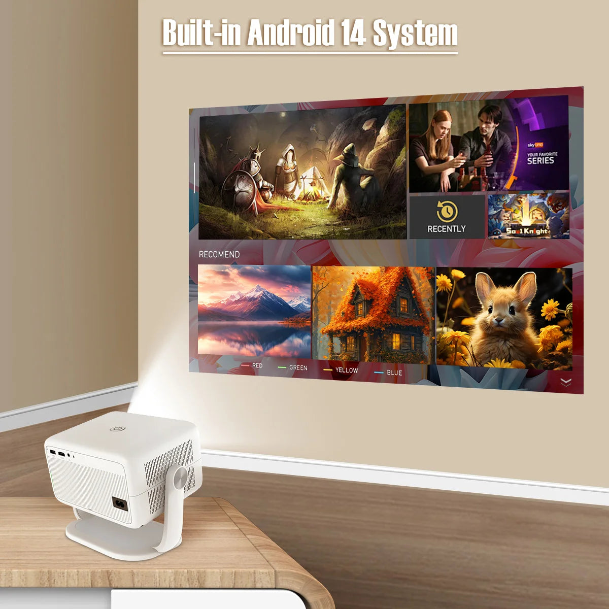 Magcubic 650ANSI L018 8K Projector Native 1080P Home Cinema Auto Focus Keystone Android 14 WiFi6 Portable Projector for Outdoor