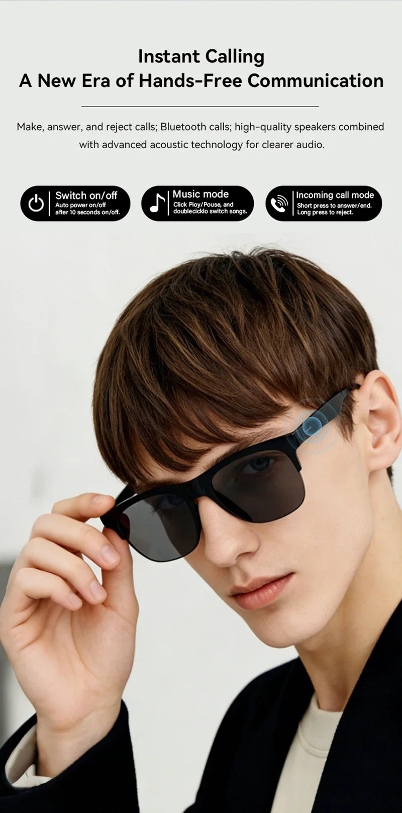 Lenovo 8K HD AI Smart Glasses AI Translation Hands-Free Calling AI Chat Logging Music Playback Smart Sunglasses for Men 2026 Ne