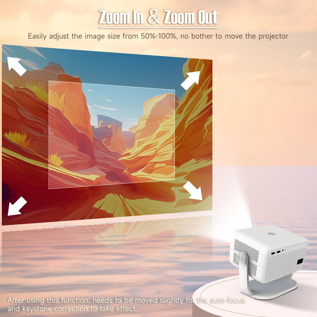 Magcubic 650ANSI L018 8K Projector Native 1080P Home Cinema Auto Focus Keystone Android 14 WiFi6 Portable Projector for Outdoor