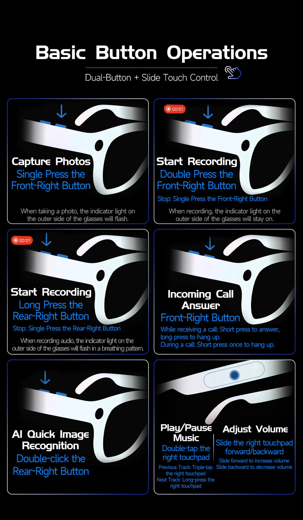2026 New Upgrade Smart Glasses With Camera Video Recording AI Photo Recognition Bluetooth Call Translation Voice Sunglasses Men