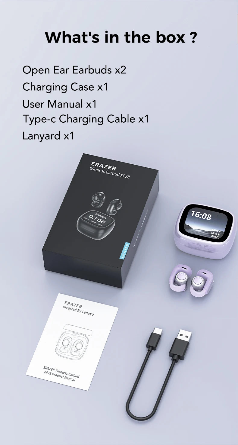 ERAZER XF28 Bluetooth V6.0 Translation Earphones Open-ear True Wireless EarbudsOffice Travel,ASMR Headset APP