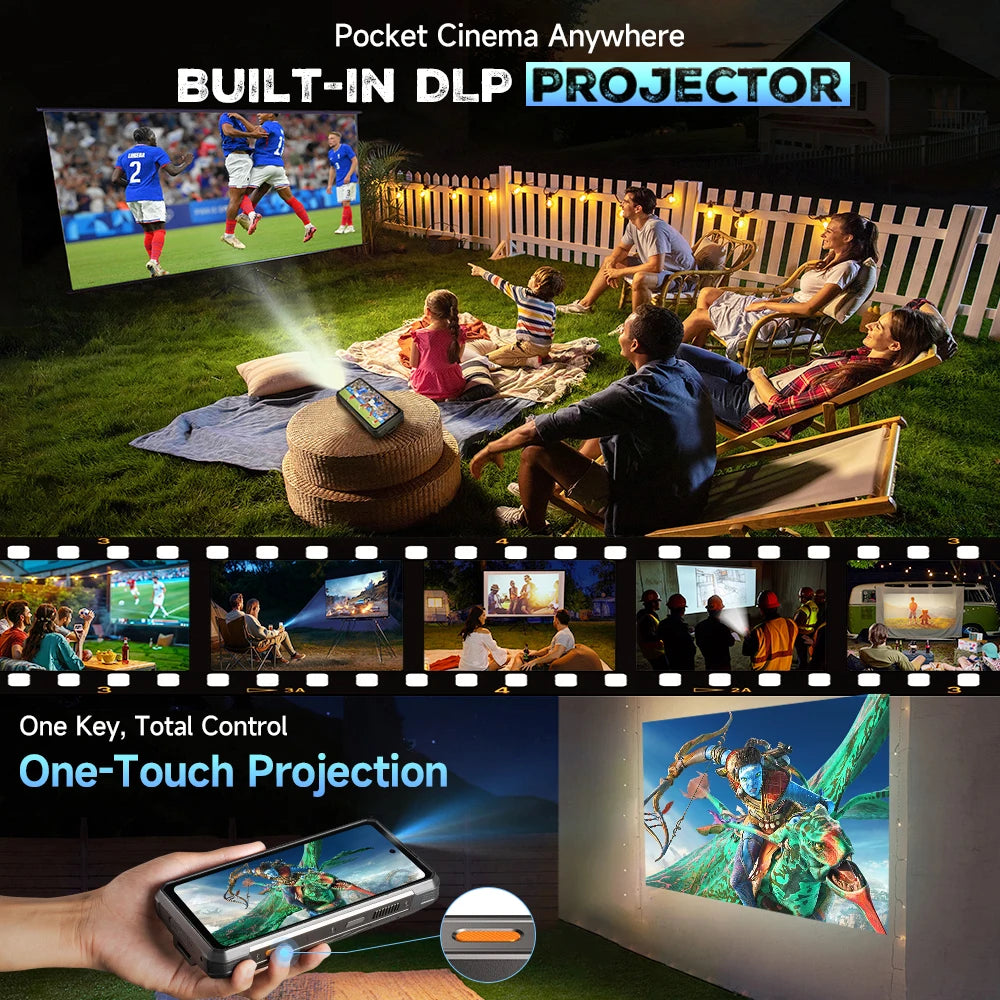 Ulefone Armor 34 Pro+ 5G Rugged Smartphone 16GB+512GB 25500mAh Built-in Projector 64MP Night Vision 6.95'' 120Hz NFC Android 15