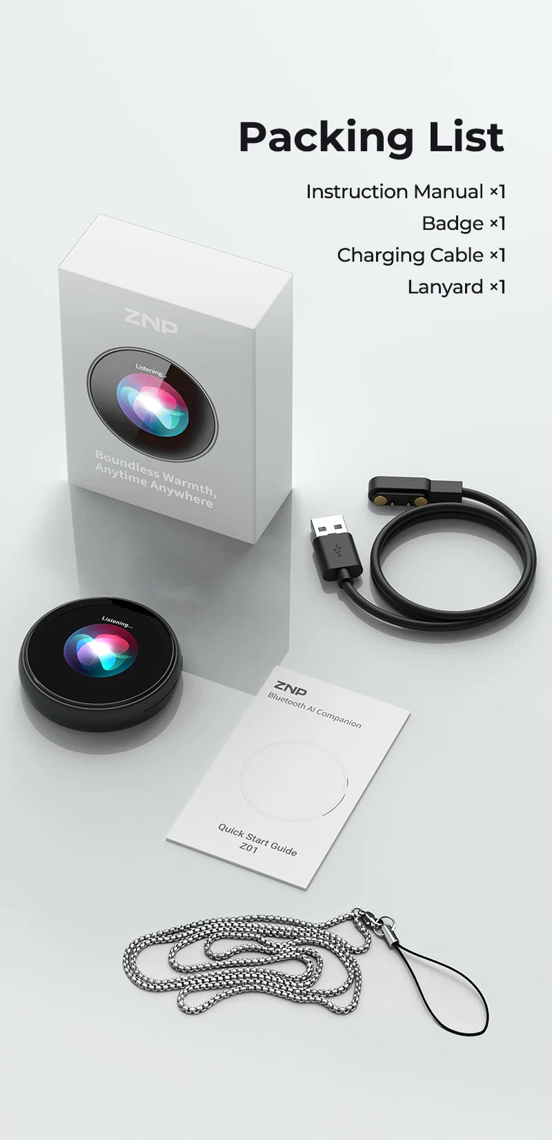 Ultra-thin AI Voice Translator ZNP Z01 Instant Professional Portable Magnetic Smart Voice Translation Display Touch Control