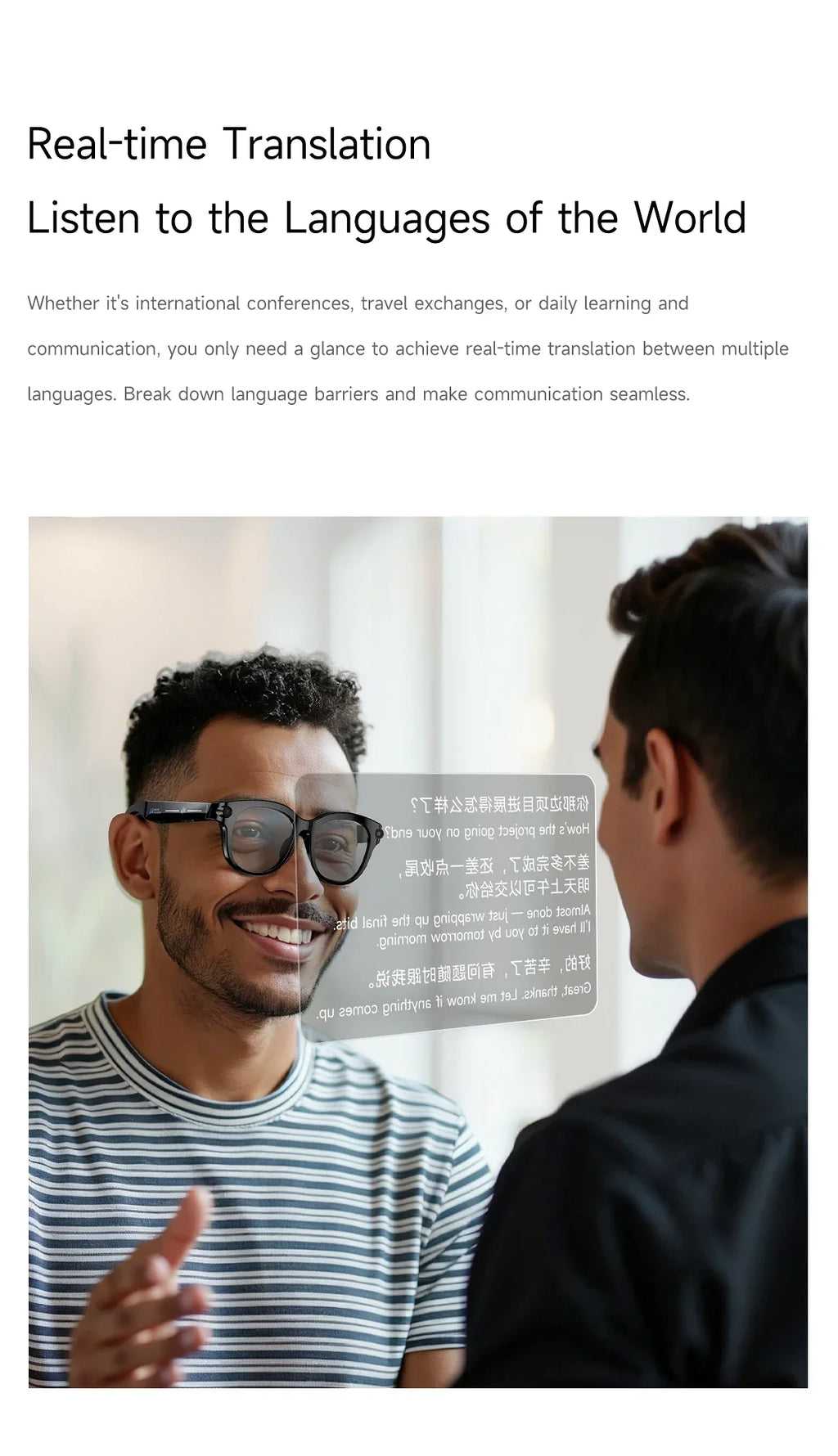 Lenovo New 2026 8K Translation AI Smart Glasses Bluetooth Calling Music Player Camera Control Anti Blue Light Sunglasses