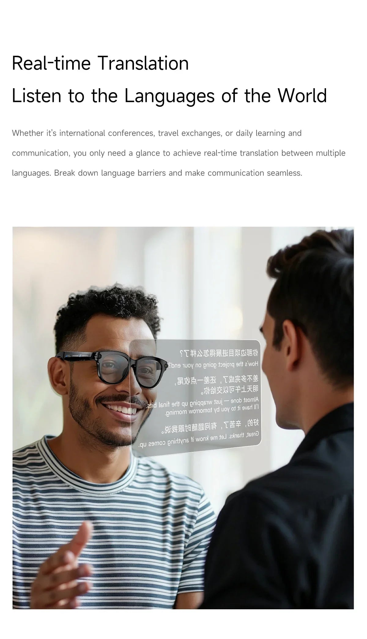 Lenovo New 2026 8K Translation AI Smart Glasses Bluetooth Calling Music Player Camera Control Anti Blue Light Sunglasses