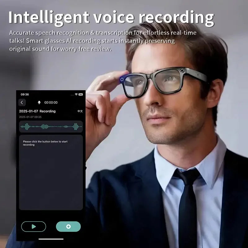 2025 smart glasses bluetooth camera Recording Videos AI Photo Recognition Answer 100+ Languages Translation Music Play Men Women