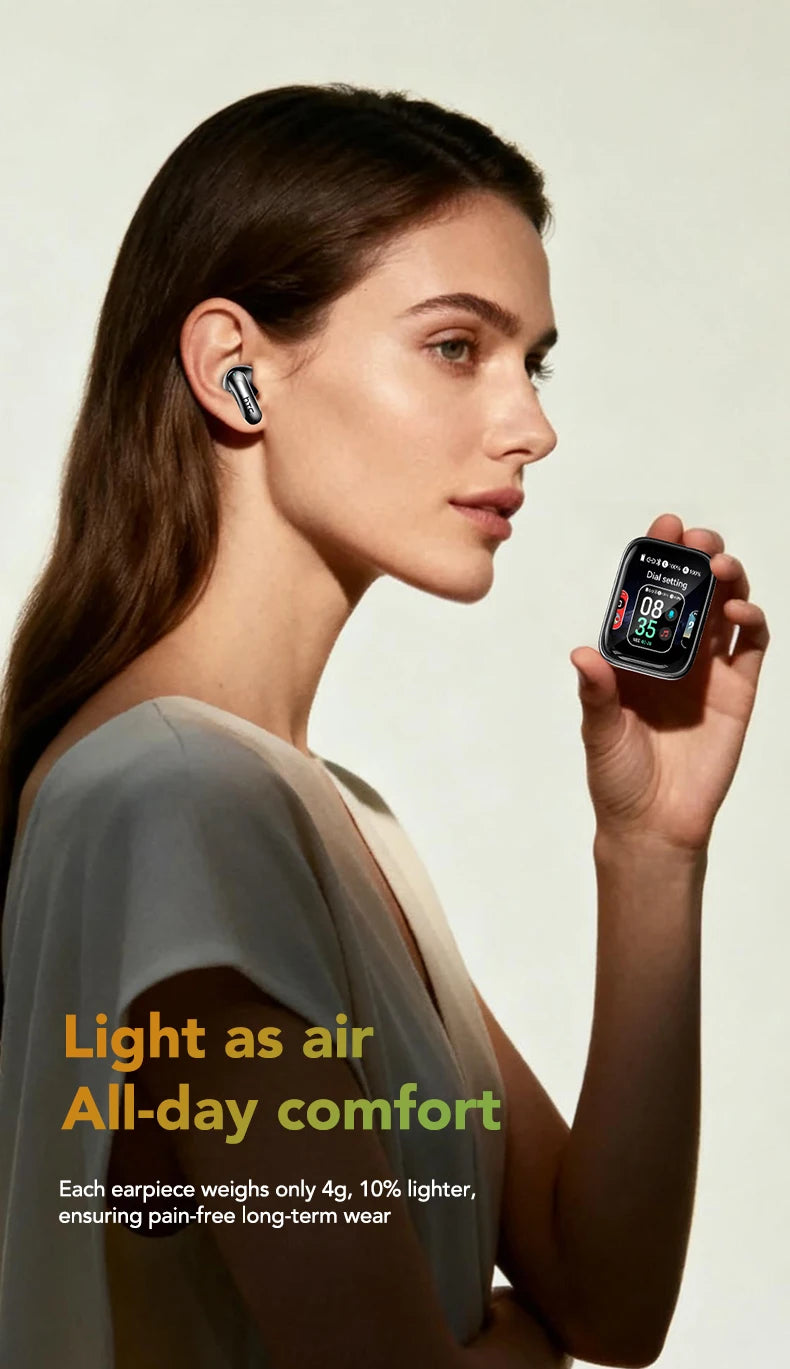 [HTC NE48]Side-Sliding Flip Bluetooth Earphones AI Translation Earbuds HD Touchscreen TWS in-Ear Wireless Headphones