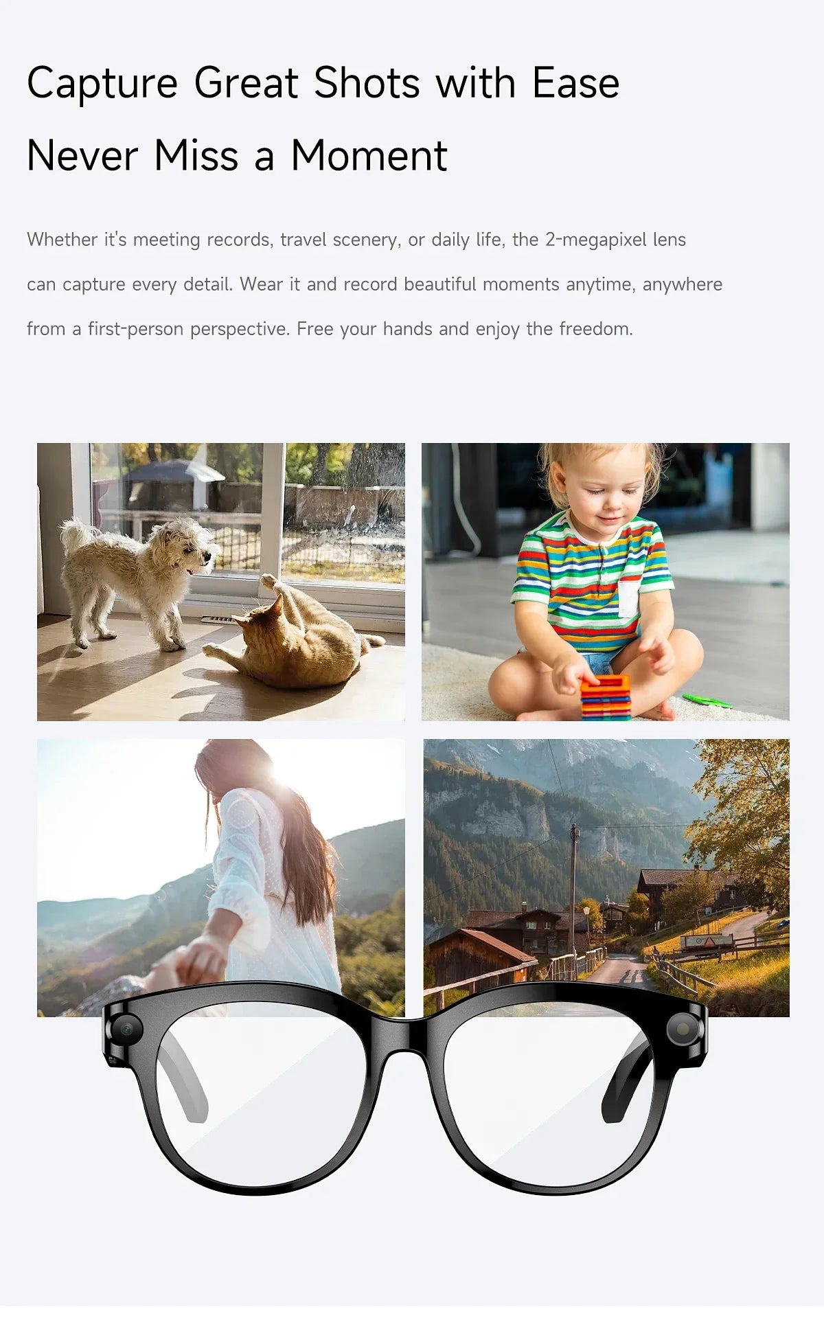 Lenovo New 2026 8K Translation AI Smart Glasses Bluetooth Calling Music Player Camera Control Anti Blue Light Sunglasses