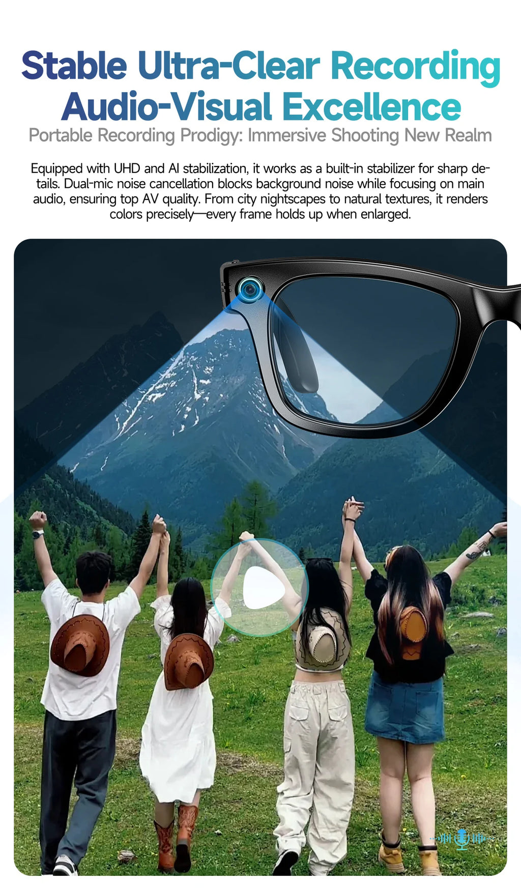 2025 smart glasses bluetooth camera Recording Videos AI Photo Recognition Answer 100+ Languages Translation Music Play Men Women