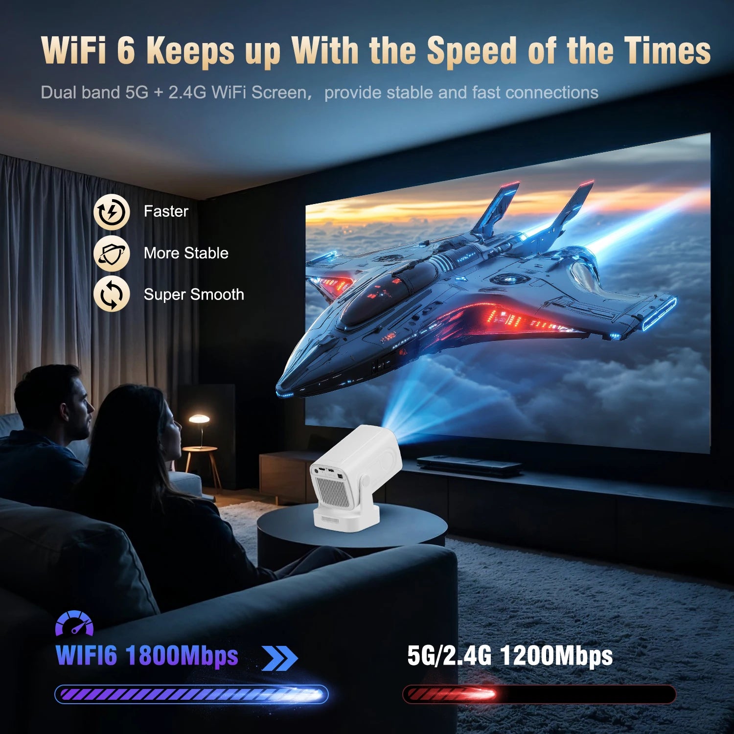 Magcubic HY310 Auto Focus Projector 1080P Native 4K 330ANSI Android 11 WiFi6 BT5.4 Mini Outdoor Movie Projector with Air Mouse