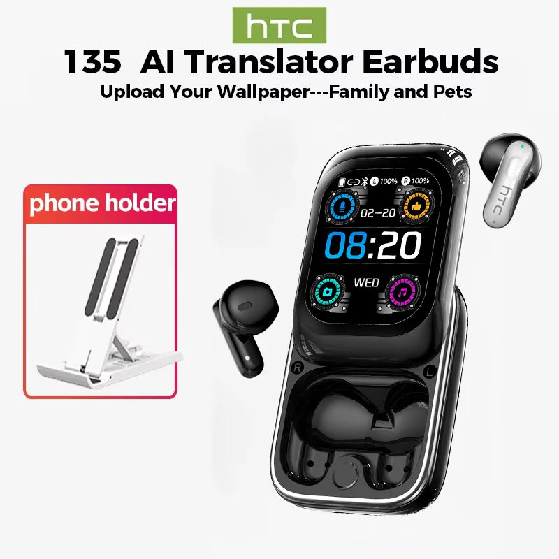 [HTC NE48]Side-Sliding Flip Bluetooth Earphones AI Translation Earbuds HD Touchscreen TWS in-Ear Wireless Headphones