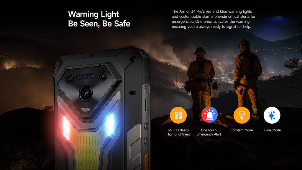 Ulefone Armor 34 Pro+ 5G Rugged Smartphone 16GB+512GB 25500mAh Built-in Projector 64MP Night Vision 6.95'' 120Hz NFC Android 15