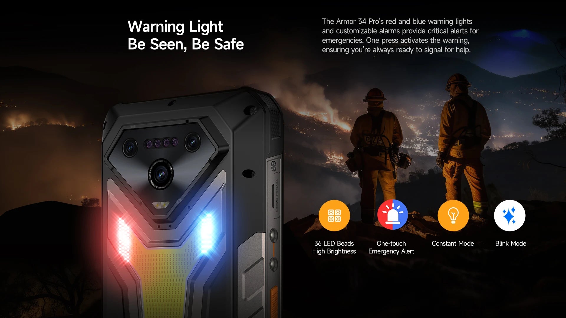 Ulefone Armor 34 Pro+ 5G Rugged Smartphone 16GB+512GB 25500mAh Built-in Projector 64MP Night Vision 6.95'' 120Hz NFC Android 15