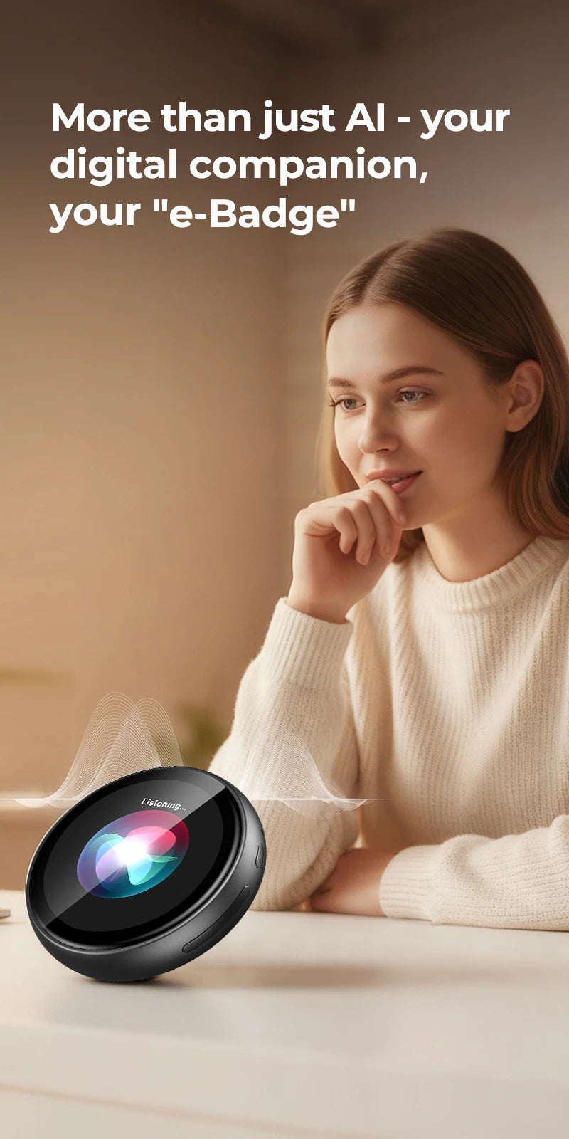 Ultra-thin AI Voice Translator ZNP Z01 Instant Professional Portable Magnetic Smart Voice Translation Display Touch Control