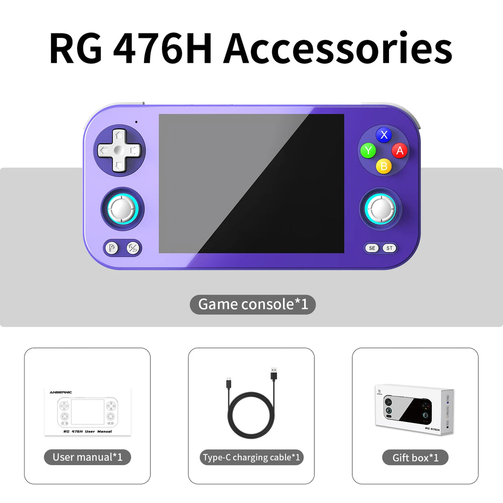 ANBERNIC RG 476H Retro Game Console 4.7-inch LTPS In-Cell Display Android 13 Unisoc T820 Handheld Video Player with Bluetooth