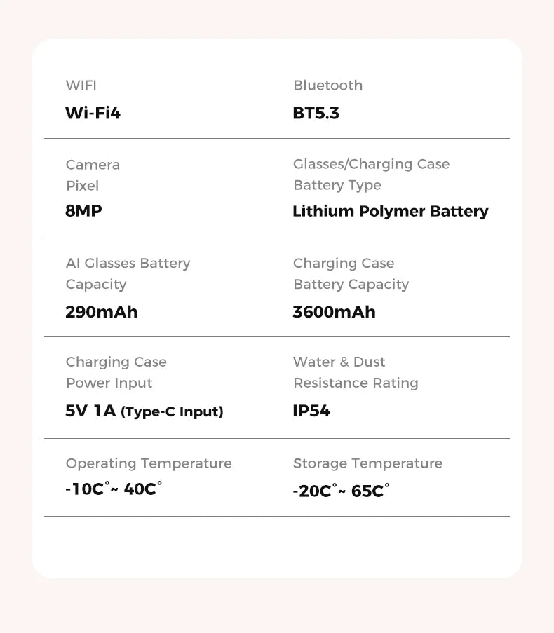 2026 New 800W Camera 3600mAh Portable Charger Smart Glasses 100+language Translation Bluetooth Call Music Player AI Chat Glasses