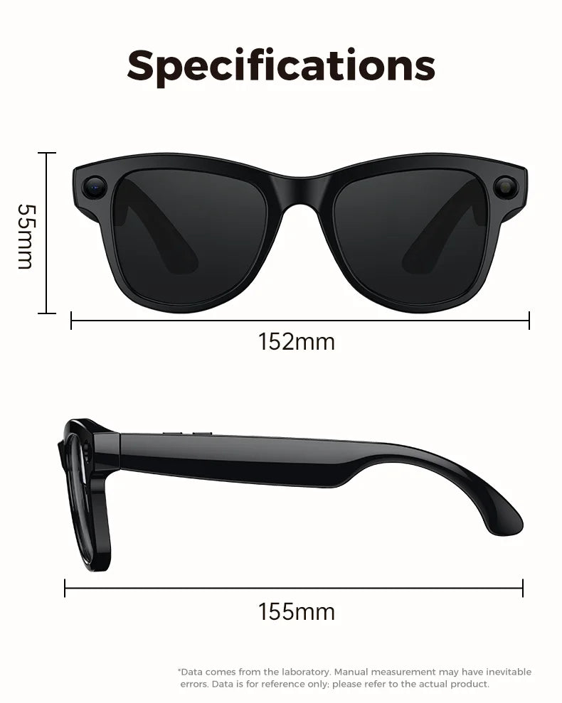 2026 New 800W Camera 3600mAh Portable Charger Smart Glasses 100+language Translation Bluetooth Call Music Player AI Chat Glasses