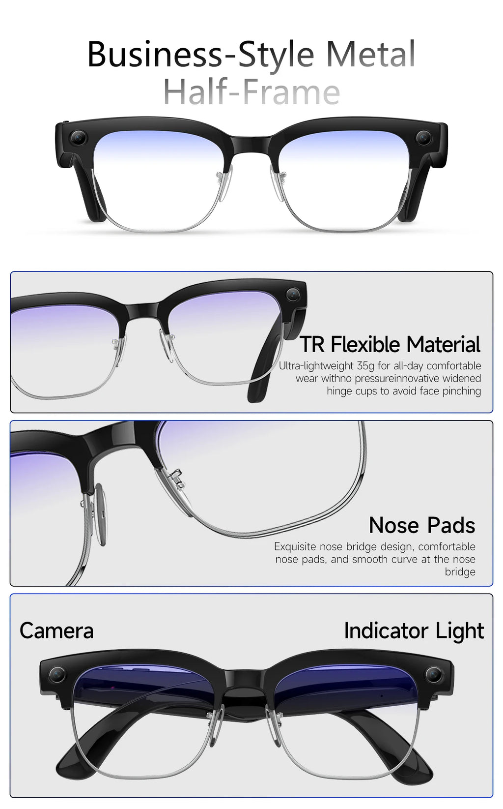 2026 New Upgrade Smart Glasses With Camera Video Recording AI Photo Recognition Bluetooth Call Translation Voice Sunglasses Men