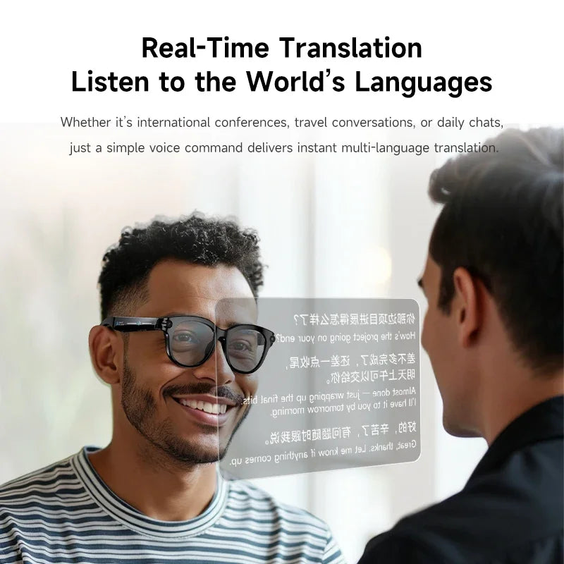 Lenovo New 2026 8K Translation AI Smart Glasses Bluetooth Calling Music Player Camera Control Anti Blue Light Sunglasses