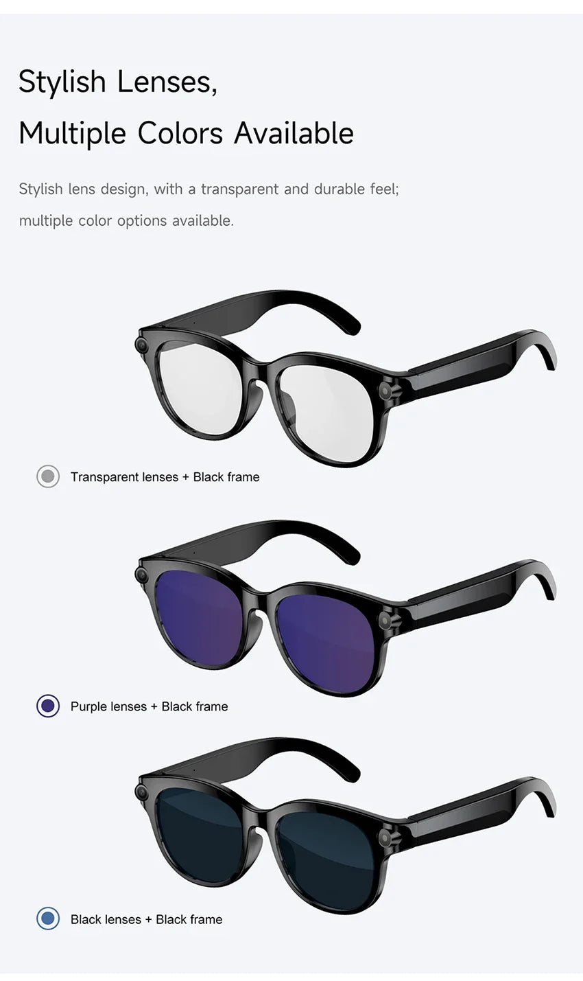 Lenovo New 2026 8K Translation AI Smart Glasses Bluetooth Calling Music Player Camera Control Anti Blue Light Sunglasses