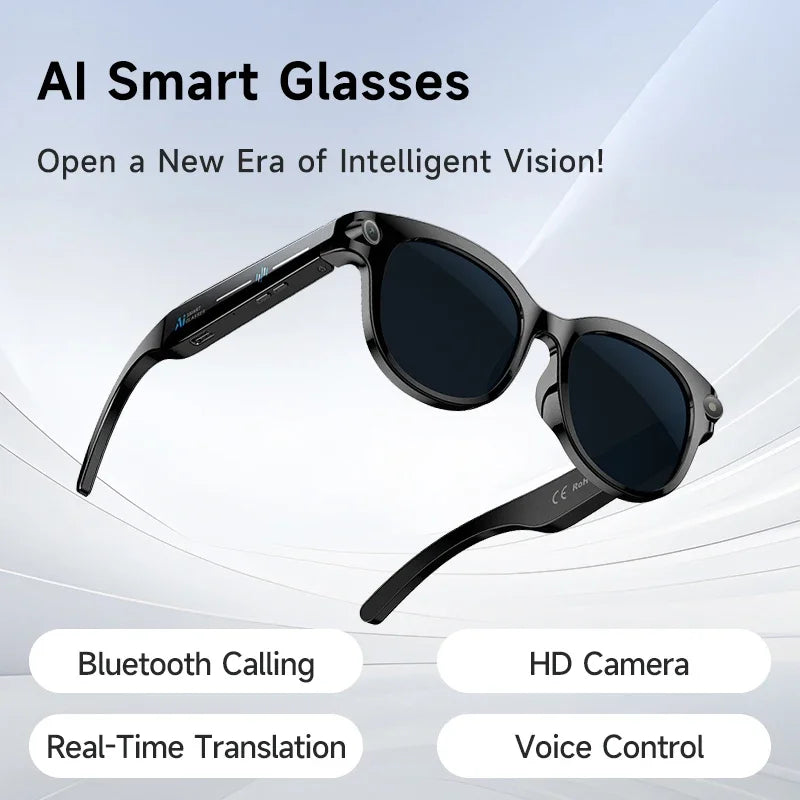 Lenovo New 2026 8K Translation AI Smart Glasses Bluetooth Calling Music Player Camera Control Anti Blue Light Sunglasses